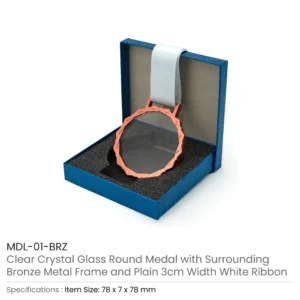 Glass Medals with Metal Frame and 3cm White Ribbon - Image 5