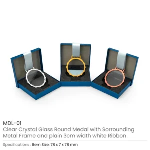 Glass Medals with Metal Frame and 3cm White Ribbon - Image 3