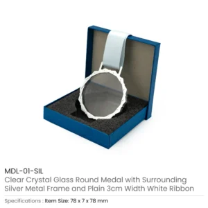 Glass Medals with Metal Frame and 3cm White Ribbon - Image 6