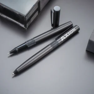Black Metal Pen Set with Matte Finish in Hardboard Slide to Open Box - Image 2
